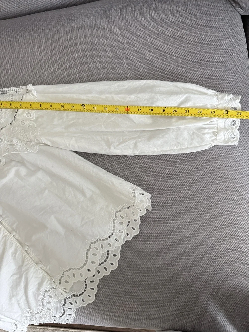 Anthropologie White Lace Eyelet Button-Up Blouse Size M